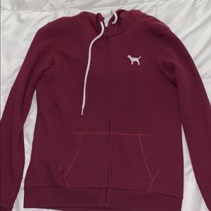 Pink burgundy zip up sweater